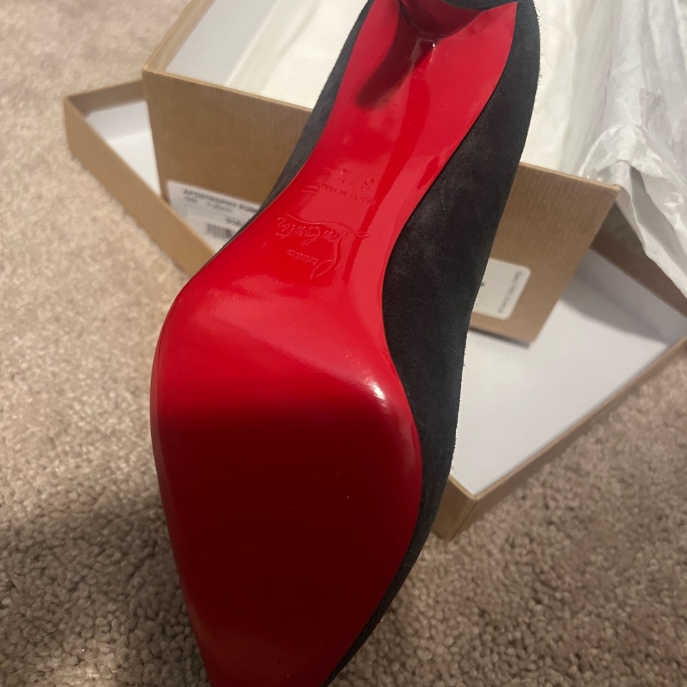 Christian Louboutin apostrophy pump grey suede 85 women’s size 37.5/ us size 7 - Picture 8 of 11